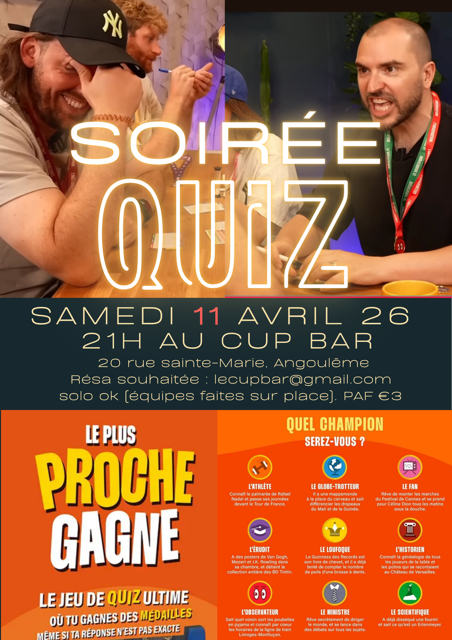 QUIZ QUIZZ CUP BAR soirée ambiance jeu